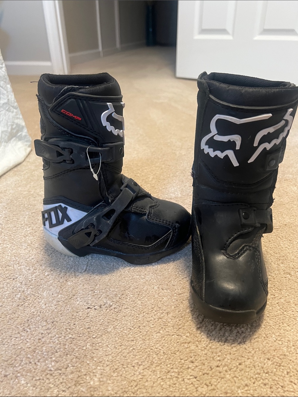 Fox Black and White Youth Motocross Boots